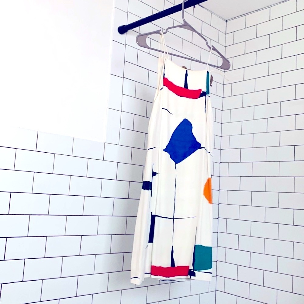 Silence + noise (Urban Outfitters) White Dress Abstract Shapes Multicolor Small - Picture 3 of 5